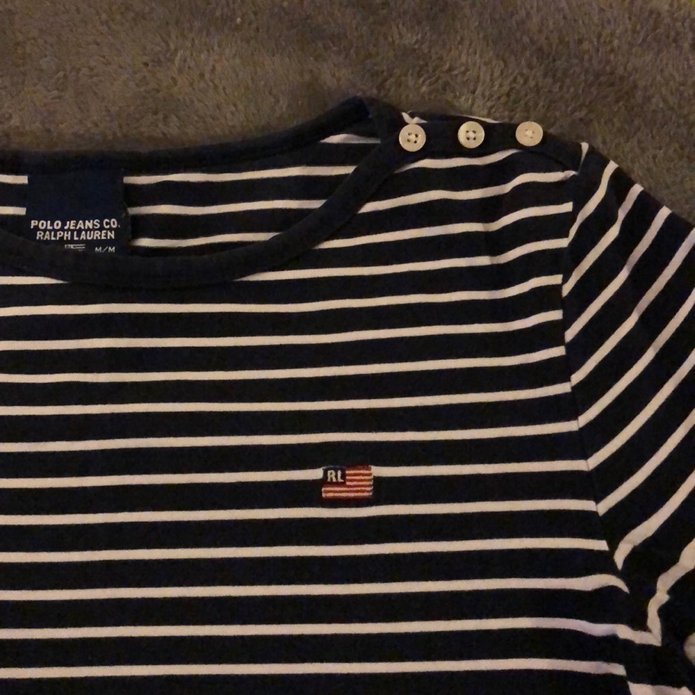POLO by Ralph Lauren navy & white striped shirt - Picture 4 of 5